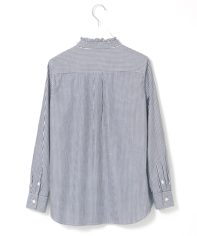 襟フリル ロンドンストライプ ブラウス【一部店舗限定】