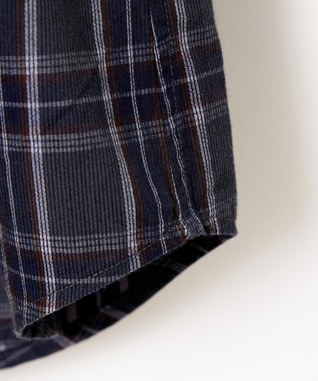 バンドカラー チェック柄 ブラウス