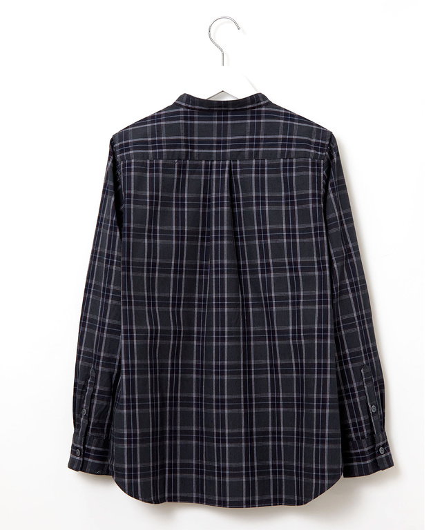 バンドカラー チェック柄 ブラウス