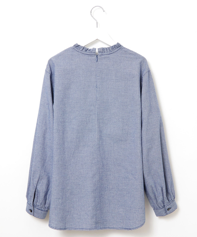 フロントギャザー 千鳥柄 ブラウス