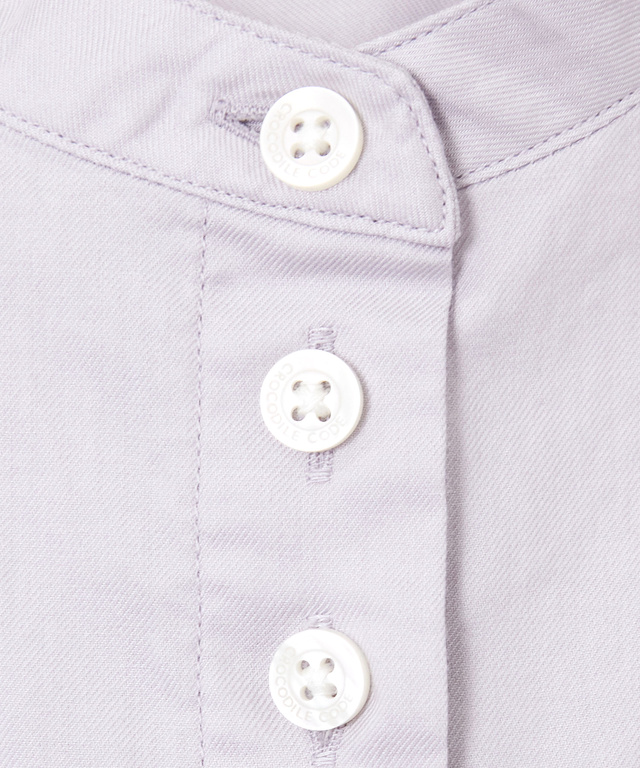 ギャザー デザイン バンドカラーブラウス