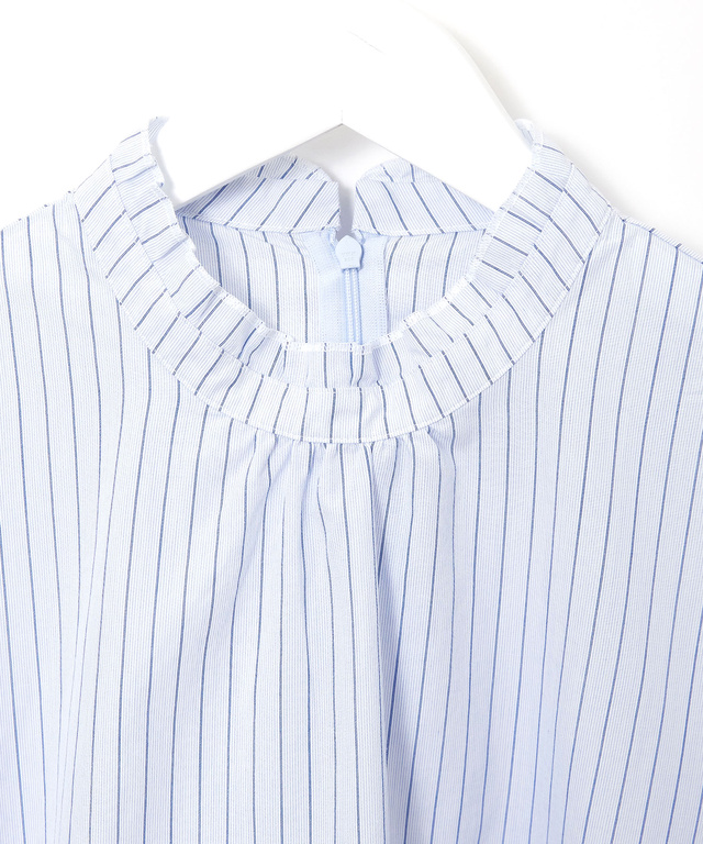 フリル襟 ストライプ ブラウス