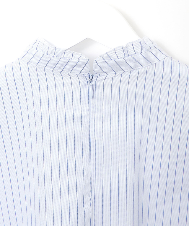 フリル襟 ストライプ ブラウス