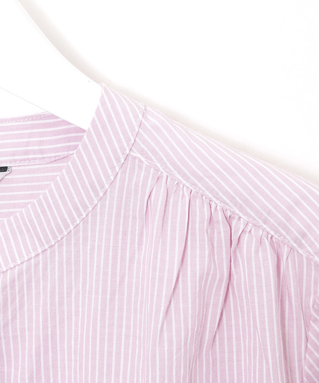 ストライプ  バンドカラー ブラウス