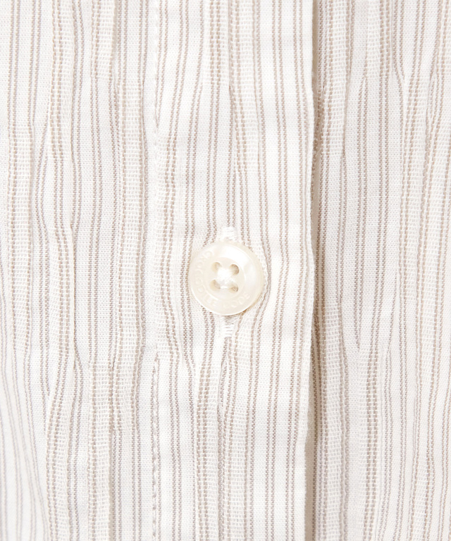 シャーリング ノーカラー ブラウス