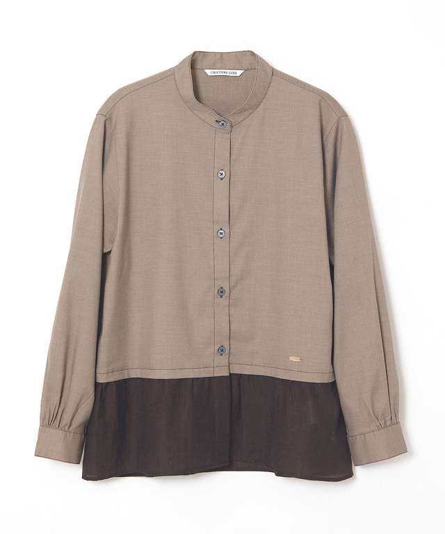 バンドカラー ドッキングデザイン シャツ【オンラインショップ・一部店舗限定】