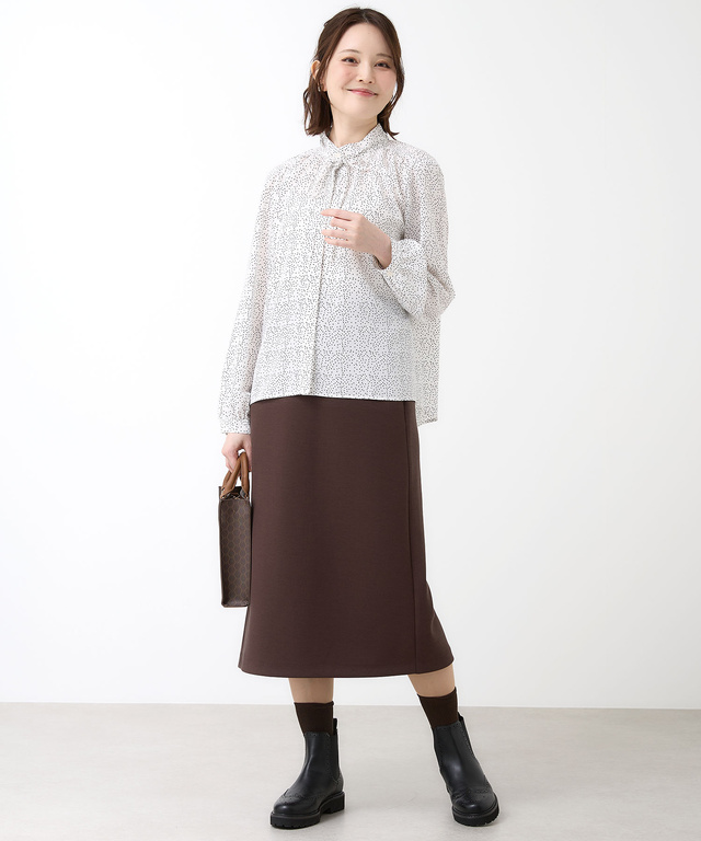 ドット ギャザー バンドカラー ブラウス【オンラインショップ・一部店舗限定】