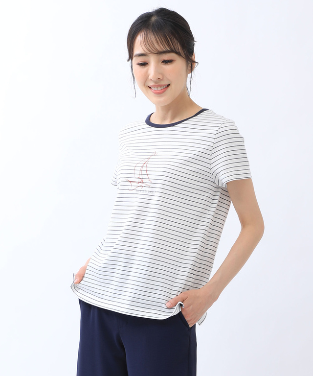ヨットプリント ボーダー Tシャツ