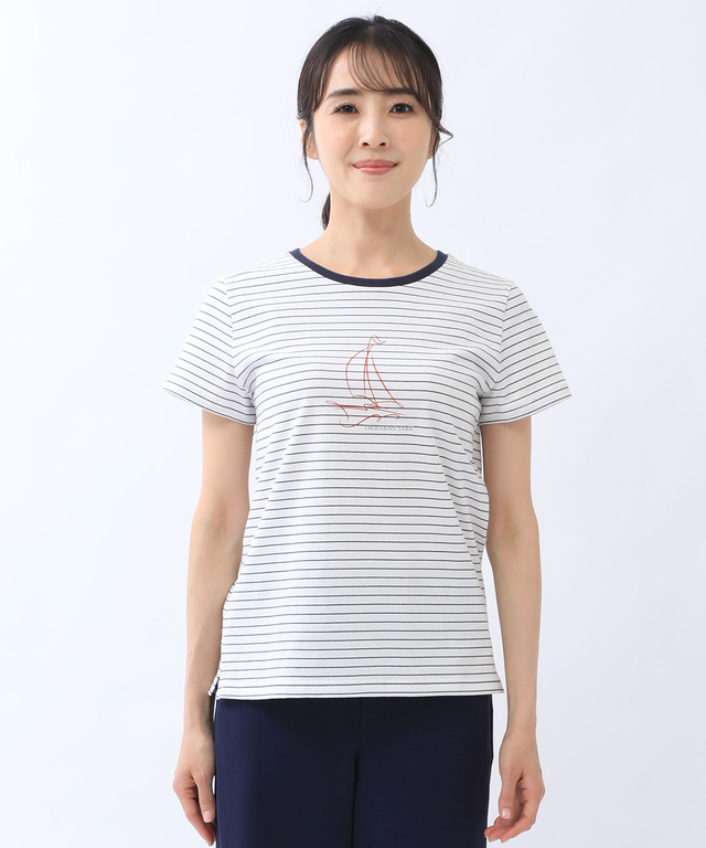 ヨットプリント ボーダー Tシャツ