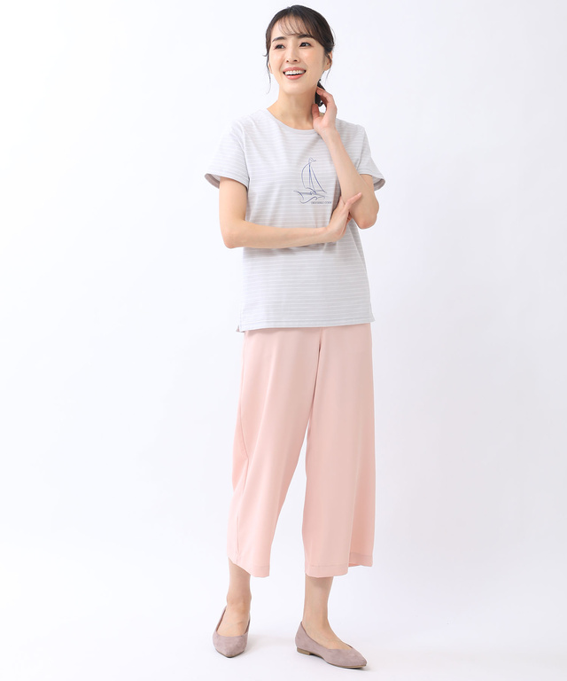 ヨットプリント ボーダー Tシャツ