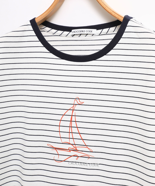 ヨットプリント ボーダー Tシャツ