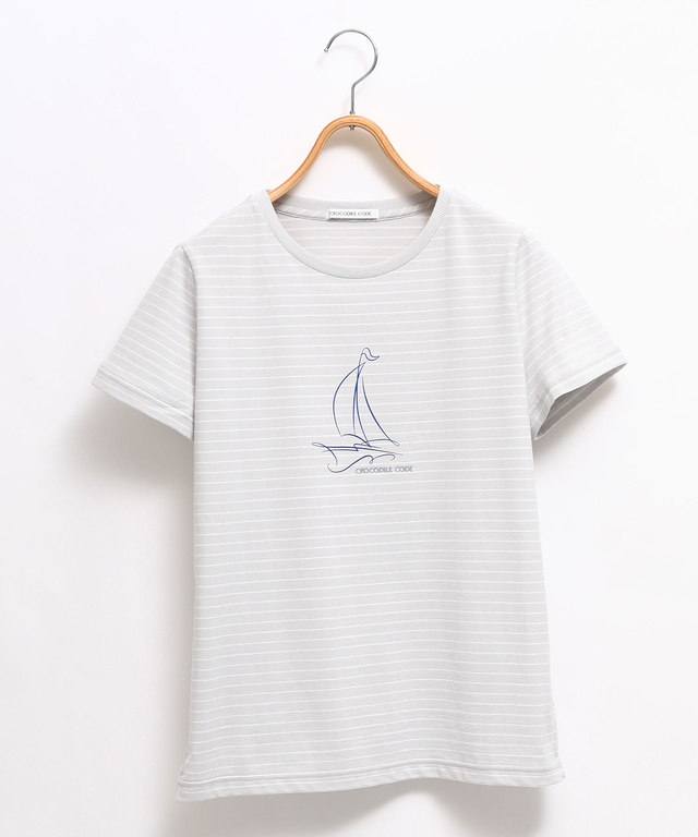ヨットプリント ボーダー Tシャツ