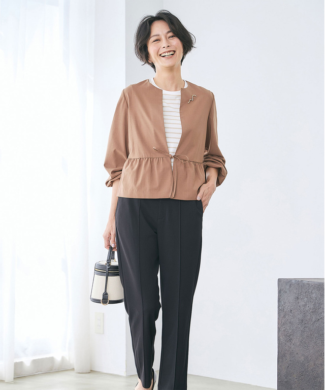 コットンレーヨン 襟リブ Tシャツ