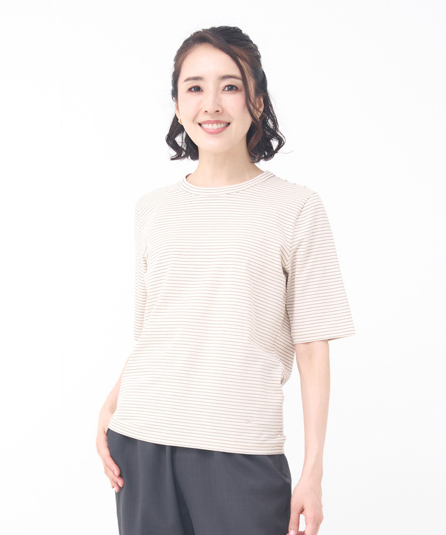 フライス ラメボーダー Tシャツ