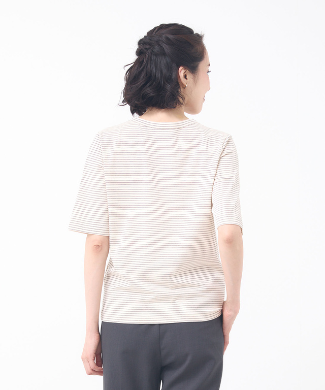 フライス ラメボーダー Tシャツ