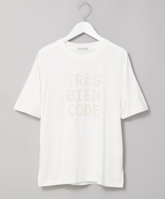 コットンブレンド ラメプリント Tシャツ