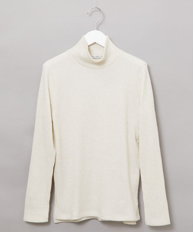 ラメ糸 ハイネック カットソー