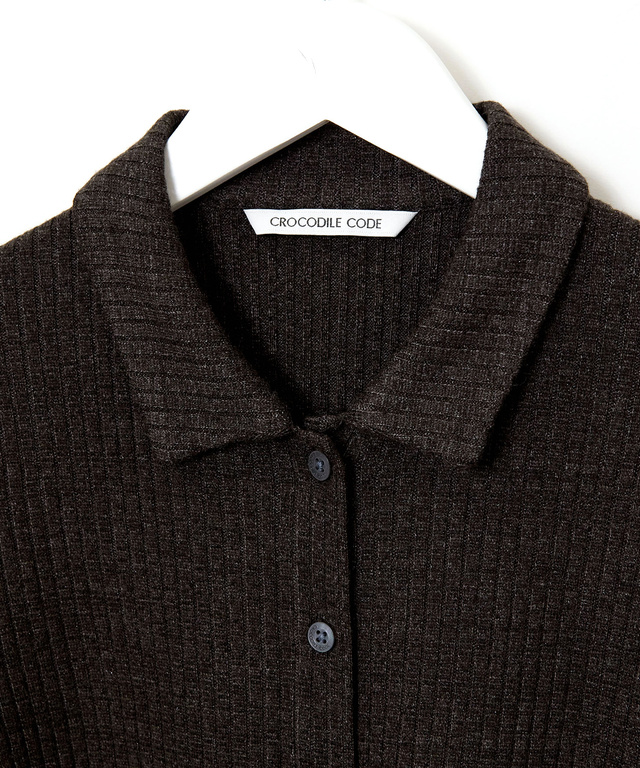 リブ ポロカーディガン