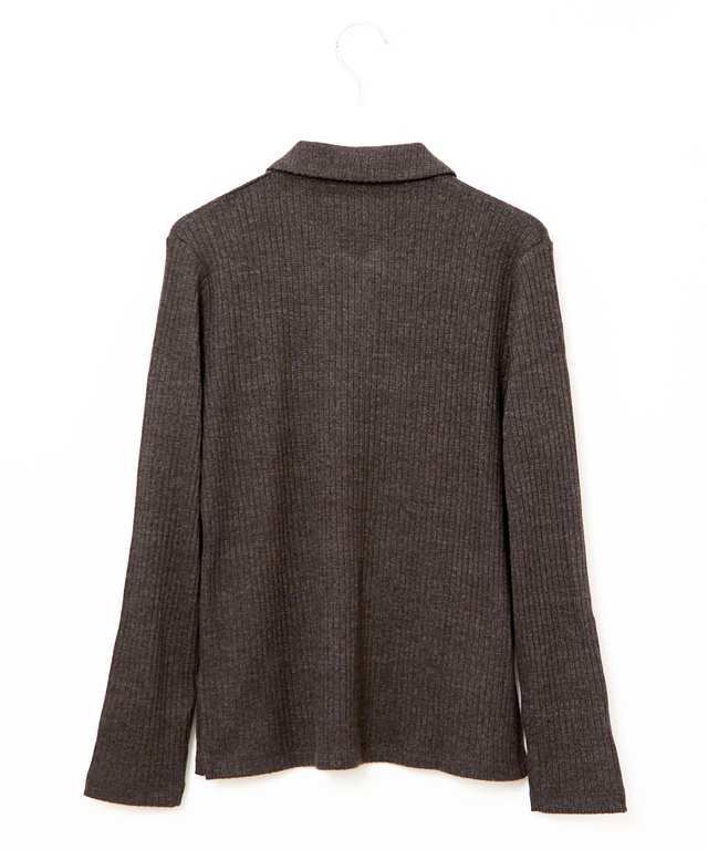 リブ ポロカーディガン