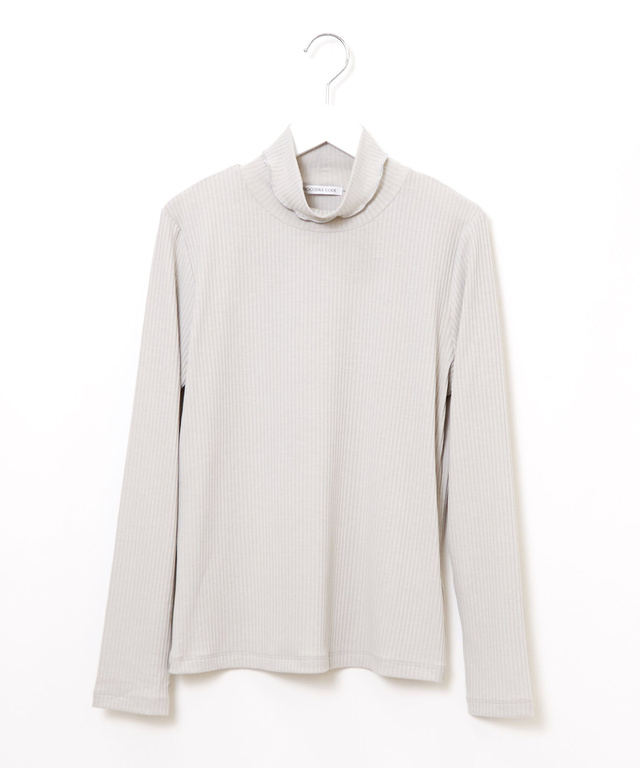 メロー配色フリルネック カットソー