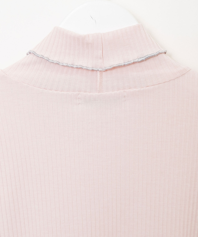 メロー配色フリルネック カットソー