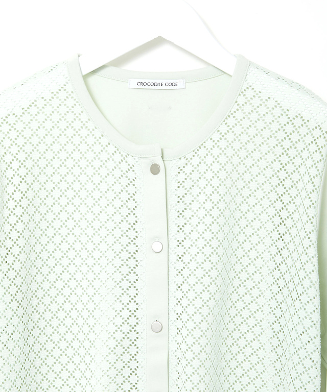 レース 切替 カーディガン