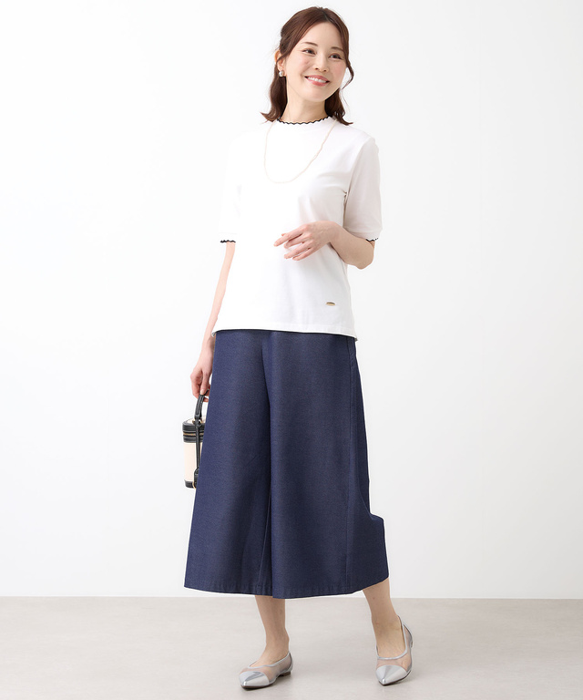 スカラップ リブ Tシャツ