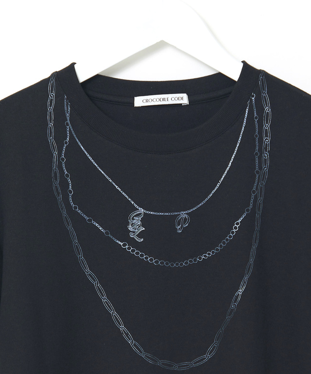 ネックレスプリント 半袖 Tシャツ