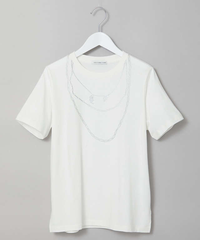 ネックレスプリント 半袖 Tシャツ