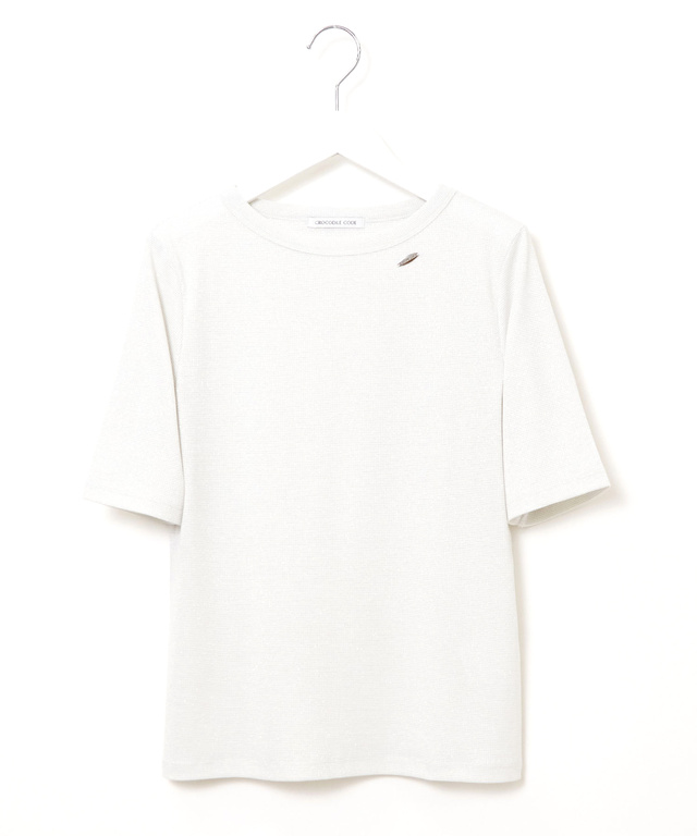 ラメ編み リブ Tシャツ