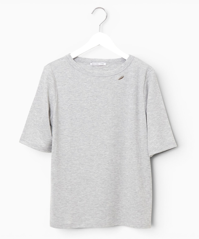 ラメ編み リブ Tシャツ