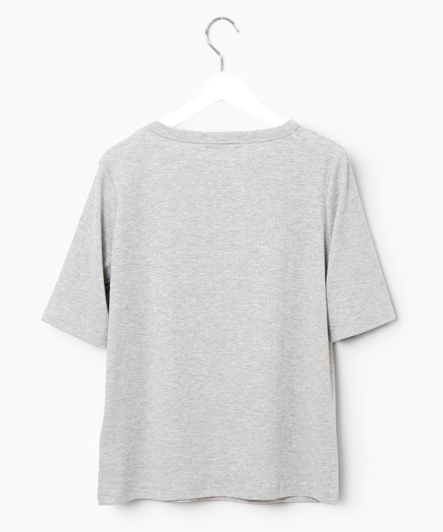ラメ編み リブ Tシャツ