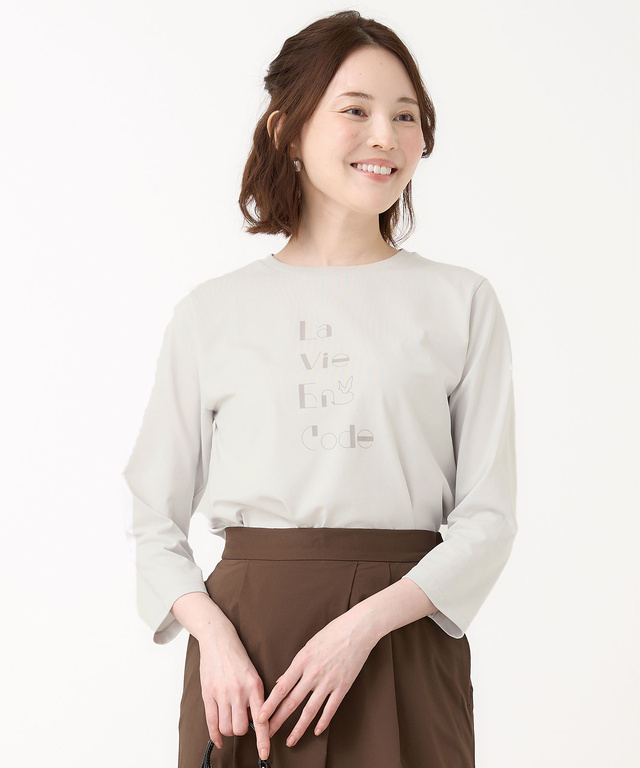 フロッキープリント 7分袖 Tシャツ