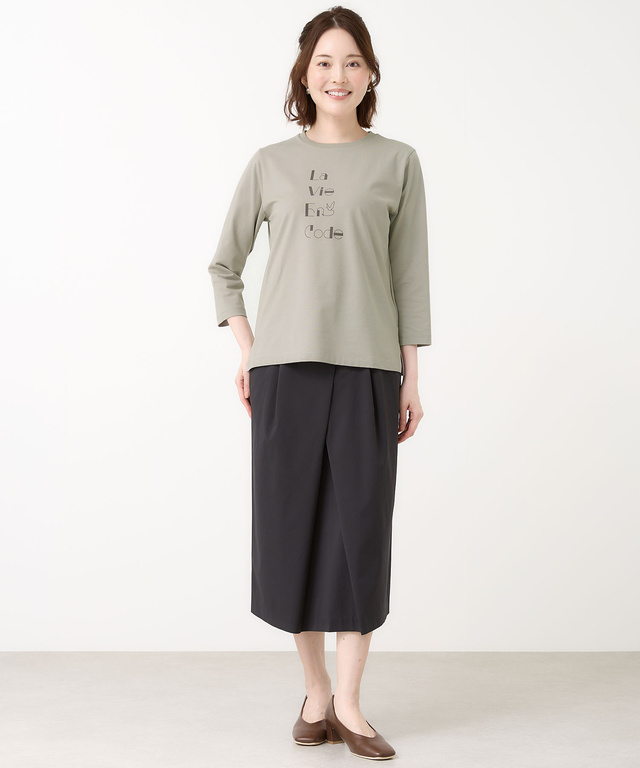 フロッキープリント 7分袖 Tシャツ