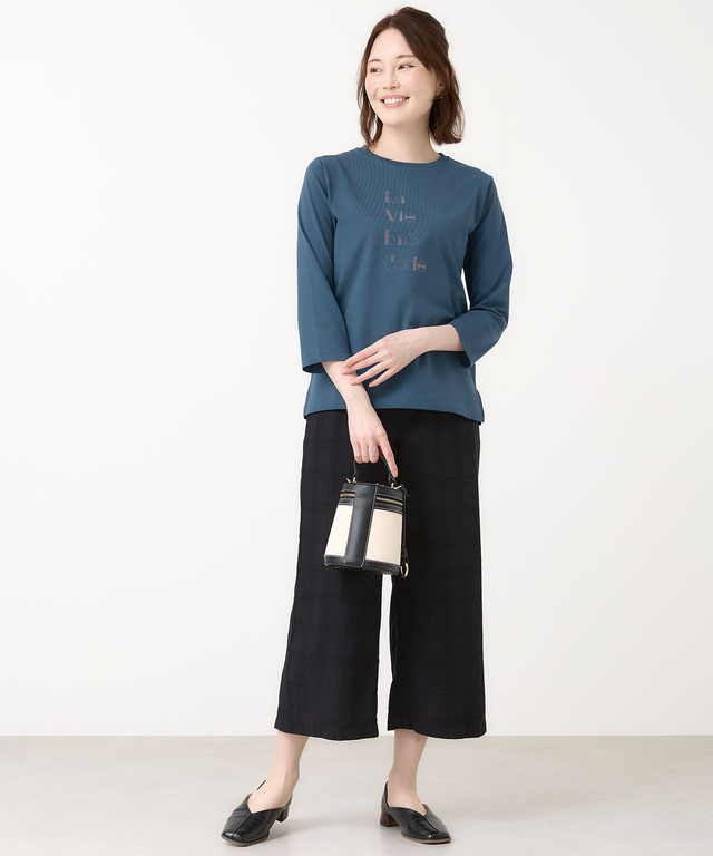 フロッキープリント 7分袖 Tシャツ