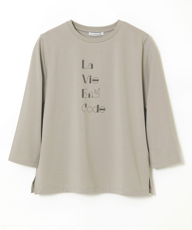 フロッキープリント 7分袖 Tシャツ