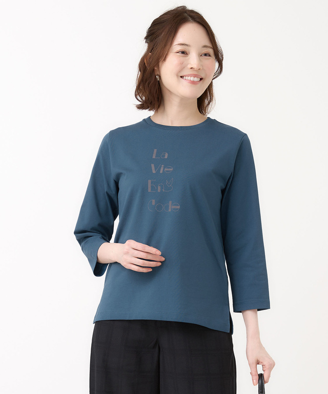 フロッキープリント 7分袖 Tシャツ