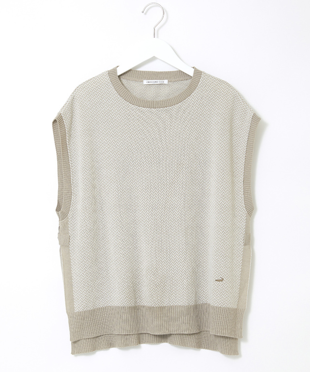 ヘリンボーン サイドボタン ベスト