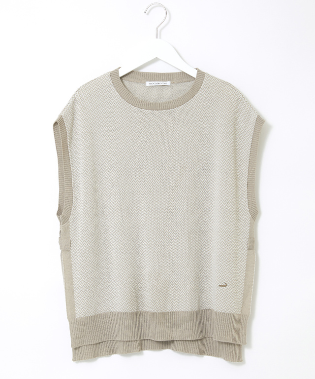 ヘリンボーン サイドボタン ベスト