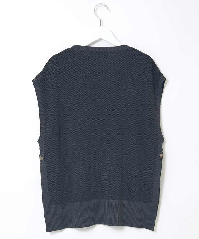 ヘリンボーン サイドボタン ベスト