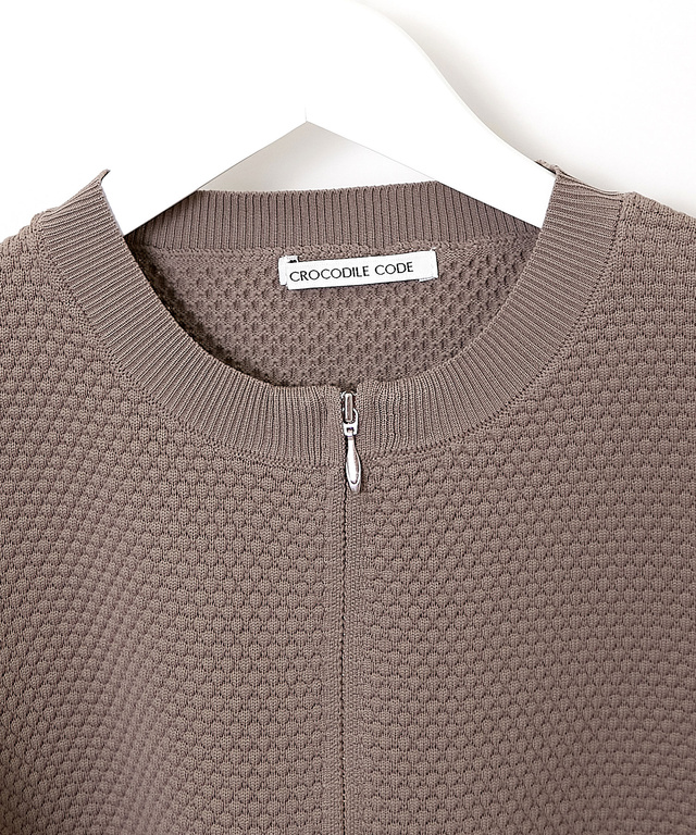 ポップコーン編み ジップアップ カーディガン