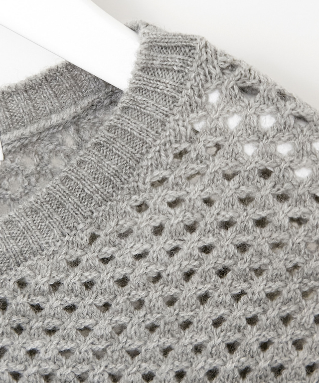 メッシュ編み 裾デザイン ベスト