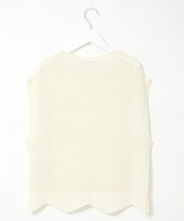 メッシュ編み 裾デザイン ベスト