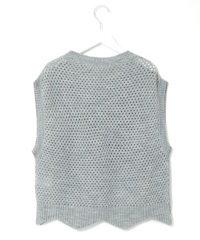 メッシュ編み 裾デザイン ベスト