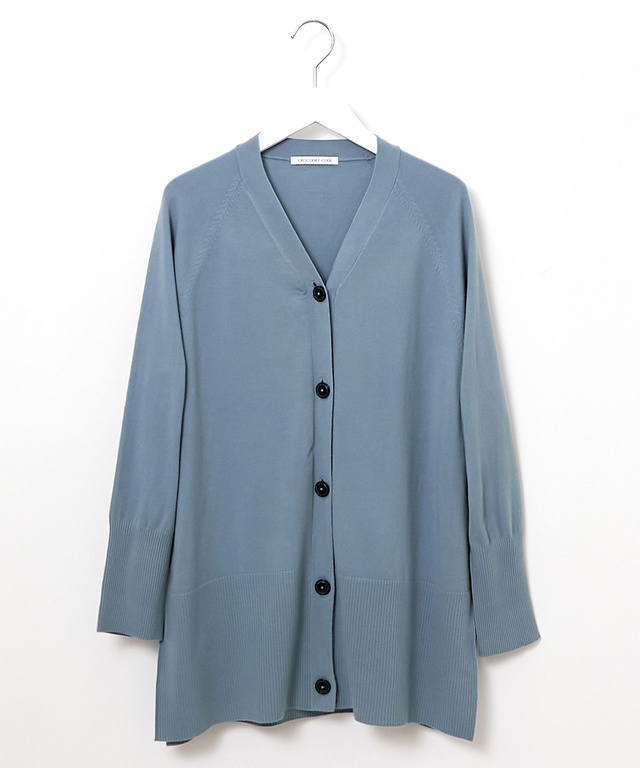 サイドスリット ミドル丈 カーディガン