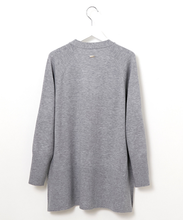 サイドスリット ミドル丈 カーディガン