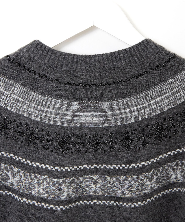 ウールブレンド フェアアイル柄 ニットカーディガン