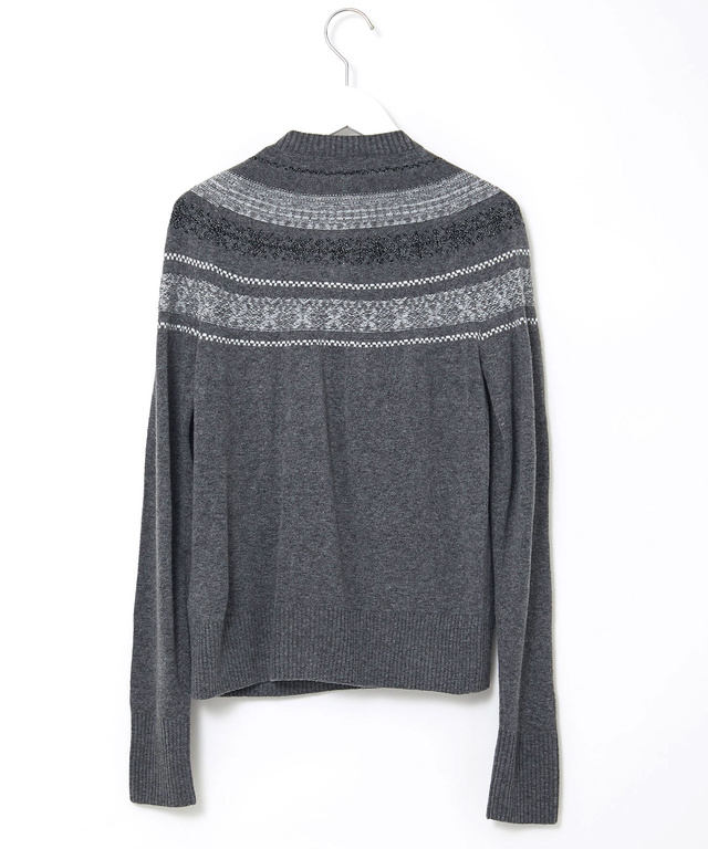 ウールブレンド フェアアイル柄 ニットカーディガン