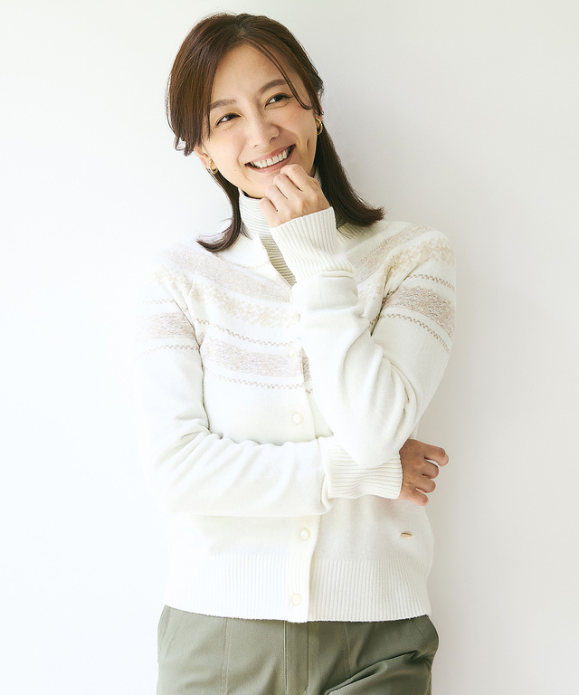 ウールブレンド フェアアイル柄 ニットカーディガン