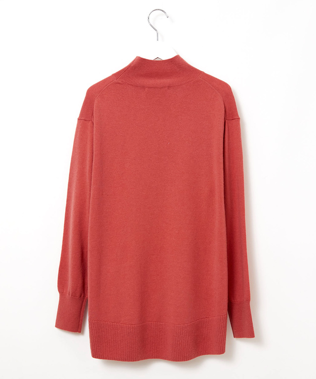 ウールブレンド モックネック ニットチュニック